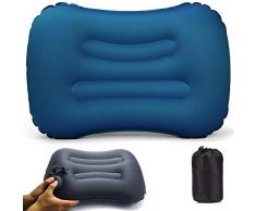 VICKSONGS Aufblasbares Kissen Strand, Leichtes Camping Luftkissen Ergonomisches Nackenkissen Aufblasbares Kopfkissen Camping, Auto, Outdoor, Flugzeug, Urlaubsreise Königsblau