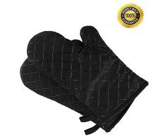 Premium Anti-Rutsch Ofenhandschuhe (1 paar) bis zu 240 °C - Silikon Extrem Hitzebeständige Grillhandschuhe BBQ Handschuhe - Backofen Handschuhe, zum Kochen, Backen, Barbecue Isolation Pads, Schwarz