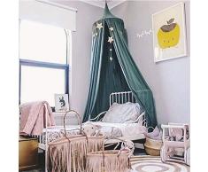Hayisugar Betthimmel Babybett Bettvorhang Kinder Baby Bett Baldachin Betthimmel Kinderzimmer Bettvorhang Baumwolle Deko Moskitonetz für Spielzelte Babybett Schlafzimmer Spielzimmer Dekoration, Grün