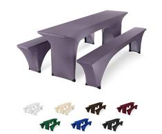 SCHEFFLER-Home Bierzeltgarnitur Hussen Stretch 3tlg. Set, für Tisch 50x220cm und Bänke, elastische Abdeckung, Shark