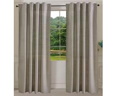 Vorhang Schal Gardine Schlaufen Cationic Blickdicht Leinen Optik Natura seidenmatt, 2 Stück 245x140 (HxB), Grau Lanhaus Stil, 204402