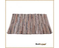 Flickenteppich Leder 50x80cm braun