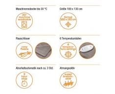 Beurer HD 75 Heizdecke, kuschelige Wärmedecke mit 6 Temperaturstufen, Sicherheitssystem und Abschaltautomatik, maschinenwaschbar, taupe