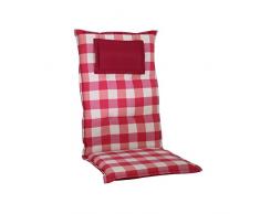 greemotion Sesselauflage Rimini, hoch mit Kopfpolster und Stehsaum, RÃ¼ckseite Unifarben, Kopfpolster Unifarben, Schaum-/VliesfÃ¼llung, rot kariert, 118 x 50 x 6 cm, 124221