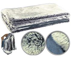 Wilson Gabor Webpelz Decke: Hochwertige Pelzimitat-Decke in Blaufuchsfell-Optik, 200 x 150 cm (Felldecken)