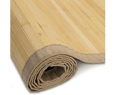 Homestyle4u 198, Bambusteppich Hell, Bambusmatte rutschfest mit Bordüre, Natur, 150 x 200 cm
