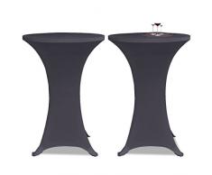 mewmewcat 2er Set Stehtischhusse Tischhusse Husse Stretchhusse Tischüberzug Stehtisch Bistrotisch Tisch 80 cm Anthrazit