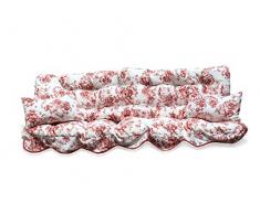 Polsterauflage weiß rote Blumen Hollywoodschaukel, Auflage, Hollywood, Sitzauflage, Gartenschaukelauflage