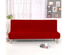 Cornasee Sofabezug 3 sitzer ohne armlehne - Clic Clac Sofahusse Stretch Bettcouch Schonbezug Einfarbig,Rot