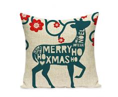 Nunubee Kissenbezug bettwäsche Weihnachten-Serie Leinenmaterial Platz Dekorative Akzente Setzen Fall Sofa zierkissen Elch Weihnachtsmann Glocke Elf Rentier Rudolph Festive, Weihnachten 2 45x45cm