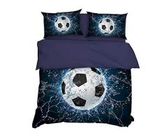 AYMAYO Kids - Kinder-Bettwäsche-Set 135x200 cm Fussball-Motiv Bettbezug und Kissenbezüge Set Fußball Fans.