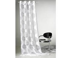 Gardine puristisch moderner Ösenschal HxB 245x140 cm chic in strahlendem weiß mit abstrakten Ausbrenner-Kreisen - Dekoschal mit sehr schönem Fall - Vorhang in geprüfter Top Qualität...auspacken, aufhängen, fertig! Typ198
