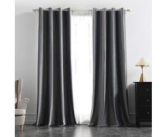 MIULEE 2 Stück Verdunklungsvorhang Samtvorhänge Blickdicht Vorhang mit Ösen Thermogardine Ösenvorhang Verdunkelungsgardinen für Schlafzimmer Wohnzimmer,140 x 260 cm(B x H) Grau