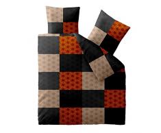aqua-textil Concept Bettwäsche 200 x 200 cm 3teilig Mikrofaser Bettbezug Sandra Kariert Grau Orange Schwarz
