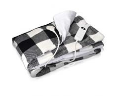 Navaris XXL Elektrische Wärme Heizdecke - 180x130cm 3 Wärmestufen Abschaltautomatik waschbar - Kuschelige Bett Wärmedecke Schwarz-Weiß