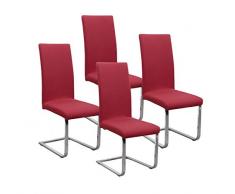 BEAUTEX Jersey Stuhlhussen Sets, elastische Stretch Husse Baumwolle Bi-Elastic, Farbe wählbar (Bordeaux 4er Set)
