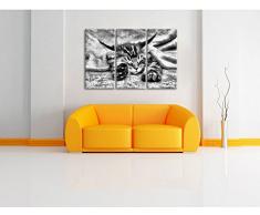 Monocrome, Baby-Katze, rote Bettdecke, 3-Teiler Leinwandbild 120x80 Bild auf Leinwand, XXL riesige Bilder fertig gerahmt mit Keilrahmen, Kunstdruck auf Wandbild mit Rahmen, gänstiger als Gemälde oder Ölbild, kein Poster oder Plakat