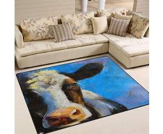 Trista Bauer Ölgemälde Niedlicher Kuh-Teppich, Rutschfester Teppichbodentürmatte 36x24 in
