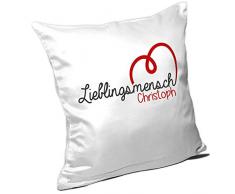 Kissen mit Namen Christoph und schönem Lieblingsmensch-Motiv zum Valentinstag - Namenskissen - Kuschelkissen - Schmusekissen