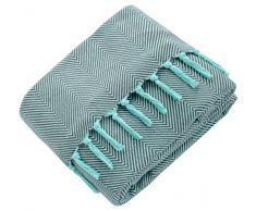 Mixibaby Tagesdecke Wohndecke Wendedecke Kuscheldeck Sofadecke Couchdecke, Farbe:Mint, Design:Fischgrätendesign