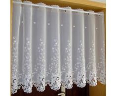 Heichkell Scheibengardine Voile Kurzstore Hohl Stickerei Vorhang Durchstangenzug Gardine Küche Tür Korridor Gardine Creme 1 Stück HöhexBreite 60x150cm