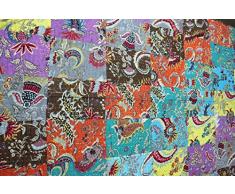 Patchwork Tagesdecke 100% Baumwolle indischen Kantha Quilt reversibel, Größe 152,4 x 228,6 cm Zoll ca.