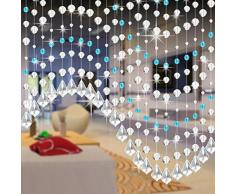 Vorhänge,Kristall Kette Türvorhang Fadengardine Vorhang Raumteiler Perlenvorhang Klar Durchsichtig Hochzeit Deko Moginp (C)