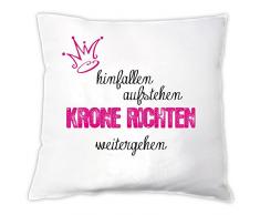 Kissen Kissen Hinfallen, aufstehen, Krone richten, weitergehen, Zierkissen, Dekokissen, Geschenkidee, Geburtstag, beste Freundin, Weihnachten, Prinzessin, Krone