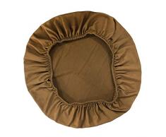 LOVIVER Hockerbezug Stretch 50 × 50 cm Rundbezug Stretchhussen Stretchbezug Stuhlbezug Stuhlhusse Stuhlüberzug - Kaffee