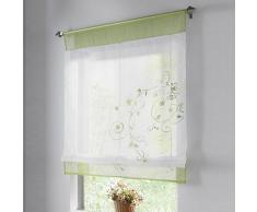Stickblume Gardine Raffgardinen mit 4 Farben und 4 Groessen Vorhang BxH 60cmx120cm Gruen