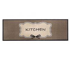 Bavaria Home Style Collection Küchenteppich Küchenläufer Küchenteppich Läufer Kitchen Romantik für Ihre Küche | Der Läufer ist rutschfest und waschbar |Küchen Deko Matte | Braun Größe 50x150 cm