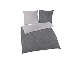Bettwäsche Grau Anthrazit 135x200 2tlg von Träumschön |Fein Biber Bettwäsche aus 100% Baumwolle | Biberbettwäsche 135x200 inklusive Kissenbezug 80x80