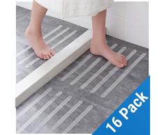 ecooe 16x Anti-Rutsch Streifen für Treppen,Duschen & Badewannen Selbstklebender Rutschschutz 45cm lang 2cm breit Transparent Klebestreifen mit Positionier-Schablone