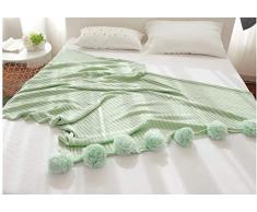 Yiyida 100% Baumwolle Weich Gestrickte Decke auf Stuhl Sofa und Bett für Bettwäsche und schlafende 100x151cm, kuschelig flauschig Kuscheldecke Tagesdecke,Grün 100x150cm