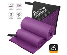 Relefree Mikrofaser-Handtuch, 2 Größen, Sport, Reisen, Strandtuch, 153x75cm und 80x30cm, schnelltrocknend, extrem saugfähig, Geeignet für Fitness, Camping, Schwimmen, Wanderung