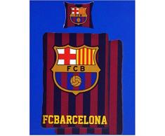 FC Barcelona Bettwäsche, 1 x Kissenbezug 80 x 80 cm und 1 x Bettbezug 135 x 200 cm, 100 % Baumwolle mit Reißverschluss