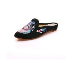 Chinesische Art gestickte Retro- Freizeitmit weichen Kissen-Schichten Nähen eigenhändig die Schuhe der Frauen @ Black_37