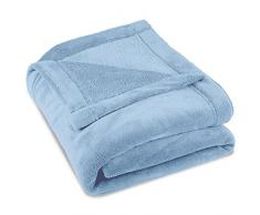 CelinaTex Montreal Kuscheldecke 150 x 200 cm hell blau Coral Fleece Wohndecke Mikrofaser Tagesdecke Sofadecke