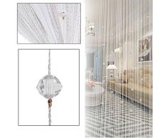jinm 1 * 2 M Kristall Bead Fransen Vorhang Fadenvorhang, dekorative Perlen Wand Panel Fransen Fenster Raumteiler Rollo Hochzeit kaffee Haus Restaurant Teile Kristall Home Dekoration, weiß, Free Size