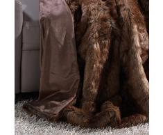 Wendedecke Felldecke Kuscheldecke LUCHS | Braun-Grau | 150x200 cm | Fellimitat | Polyester