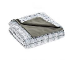 aqua-textil Masha Kuscheldecke 150 x 200 cm grau Polar Fleece Tagesdecke Fellimitat Wendedecke Sofadecke TV-Decke