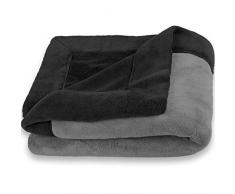 CelinaTex Toronto Kuscheldecke 130 x 170 cm schwarz und dunkel grau Mikrofaser Wohndecke Fleece Tagesdecke