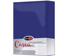 Topper Spannbettlaken für Boxspringbett Auflagen 180x200 bis 200x220, Jersey Stretch Spannbetttuch Baumwolle mit Elastan, CelinaTex Casca 0004180 dunkel blau