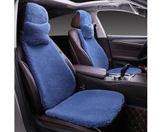 FENG Auto Kissen Abdeckungen Gemütliches Warme Sitzkissen Plüsch Universal, fürs Auto Rollstuhlauflage 2 Kopfstützen, 4 Rückenlehnen, 2 quadratische Polster, 1 Rückenkissen,Blau