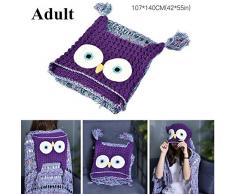 Tragbare Eule Decke, gehäkelte Kapuze Decke, schöne weiche und Bequeme Neuheit gestrickte Kapuze Poncho Decke für Jungen, Mädchen, Kinder und Erwachsene