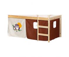 IDIMEX Vorhang Gardine Bettvorhang Eule zu Hochbett Rutschbett Spielbett in Braun-Beige