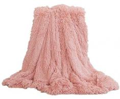 Tidwiace weiche, lange Zotteldecke aus Kunstfell, warm, elegant, gemütlich, flauschig, als Tagesdecke geeignet, Fleece, Helles Pink, 160X200 cm