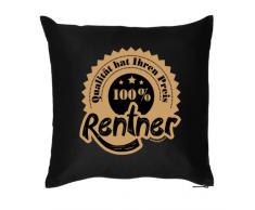 lustiges bedrucktes Fun Sofa Kissen: 100% Rentner - Geburtstag Geschenk Dekokissen Couchkissen Sofakissen Weihnachten Ostern