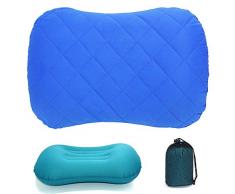 VICKSONGS Reisekissen Aufblasbar, Camping Kopfkissen mit Austauschbar Kissenbezug [190g/34 * 51cm/Anwendbar für Alle Jahreszeiten & Strand/Wasserdicht/Waschbar], Ergonomisches Kopfkissen Aufblasbar
