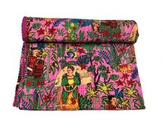 GANESHAM Indische Hippie handgefertigte Zigeuner-Sofa-Decken Vintage Patchwork 100% Baumwolle Home Decor Kantha Steppdecke Tagesdecke (Doppel)
